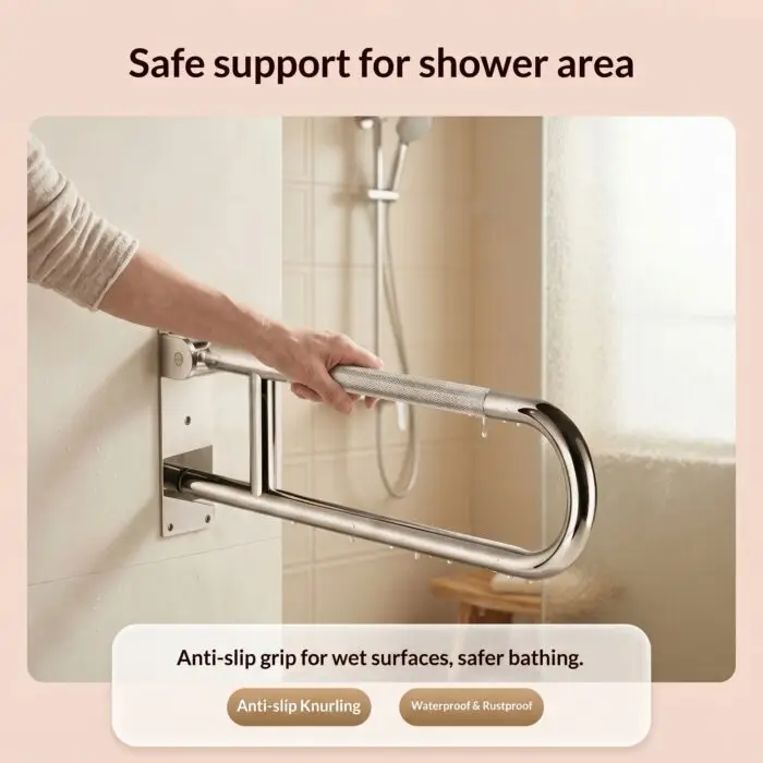 Stainless Steel Drop Down Grab Rail - Image 5
