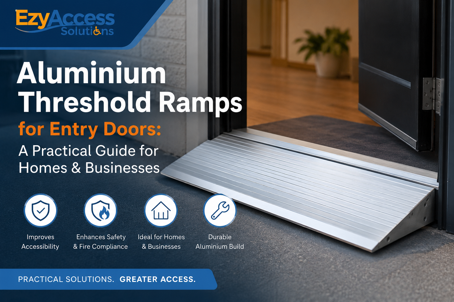 Aluminium threshold ramp for accessible entry doors