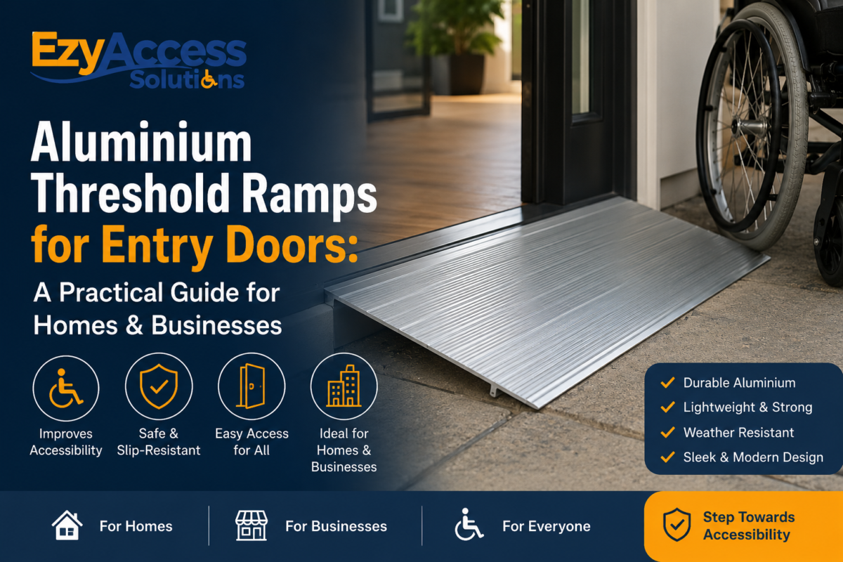 Aluminium threshold ramp for home and business entry doors