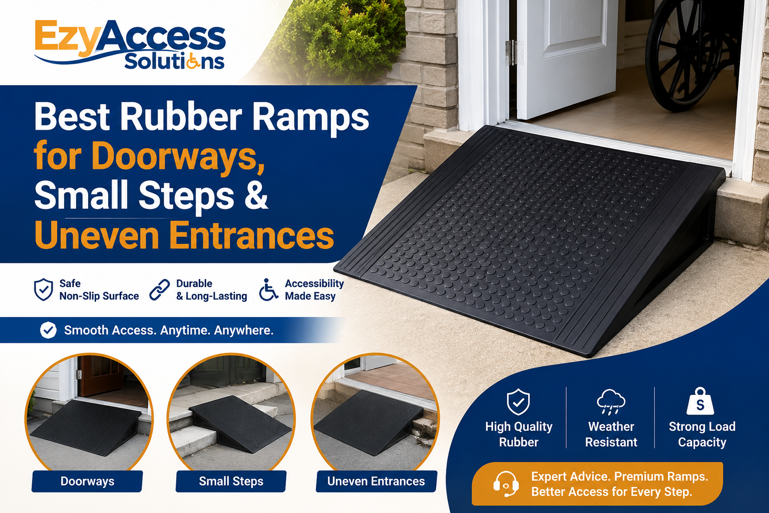 Rubber ramps for doorways and small steps
