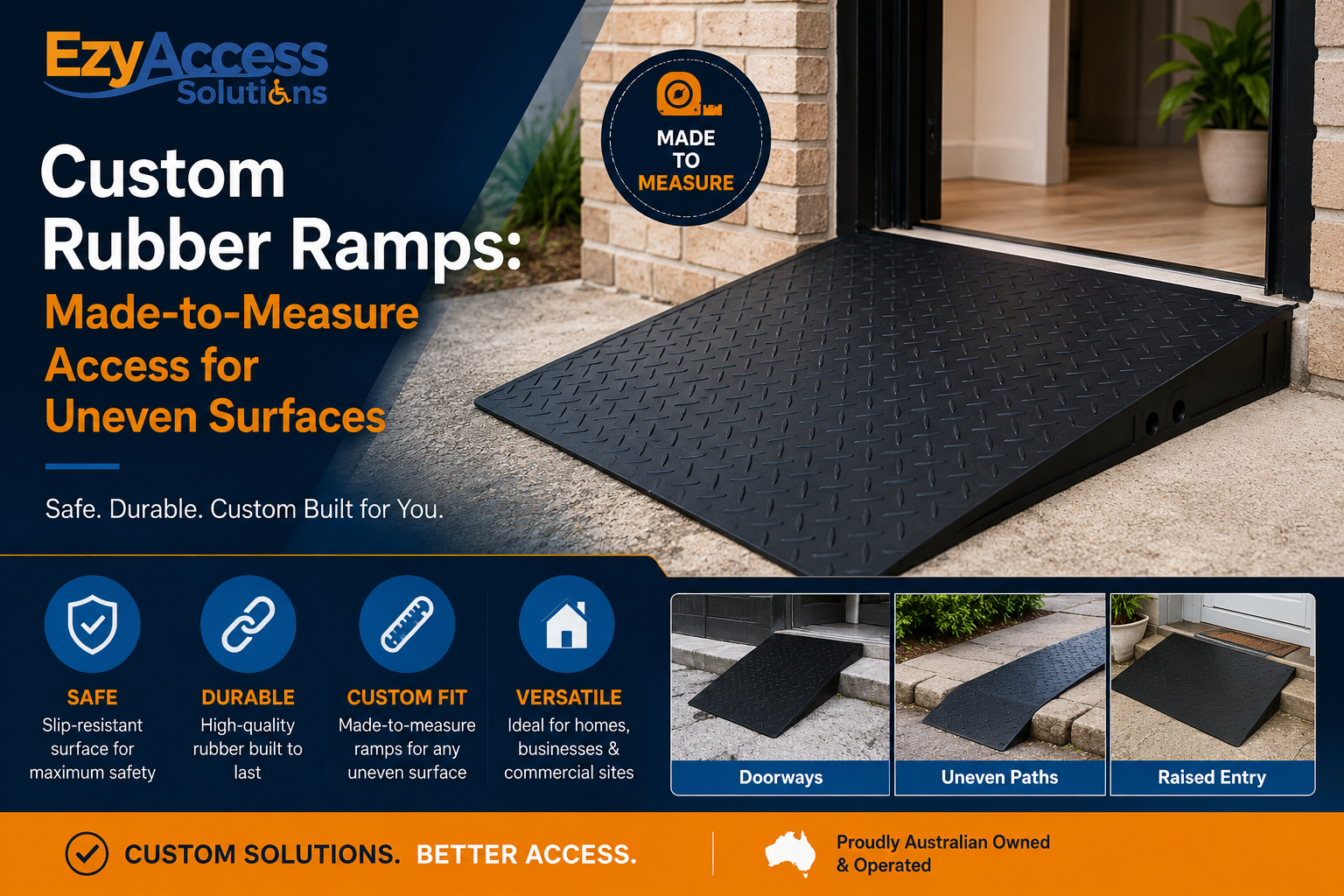 Custom rubber ramps for uneven surface access
