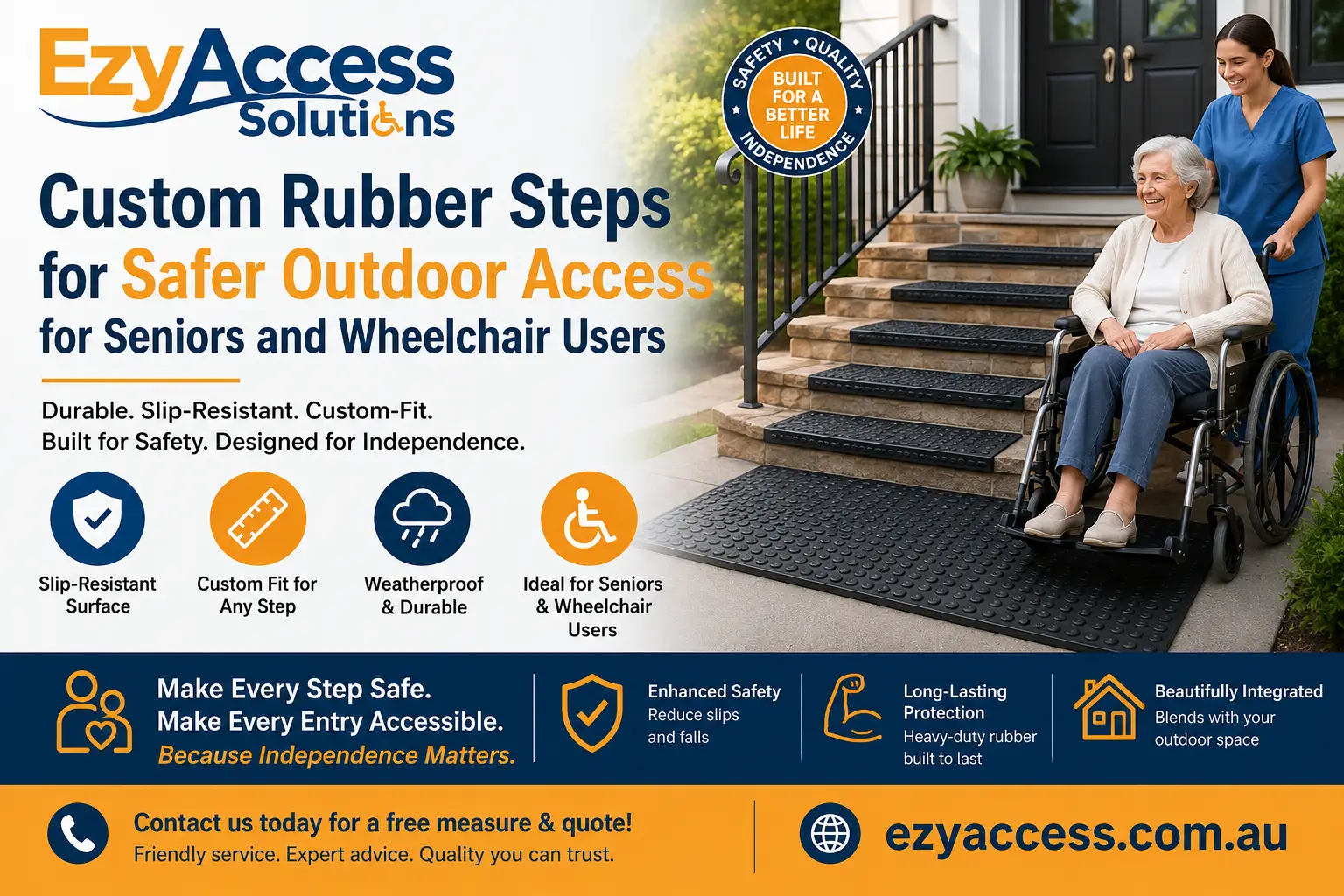 Custom rubber steps for safer outdoor access