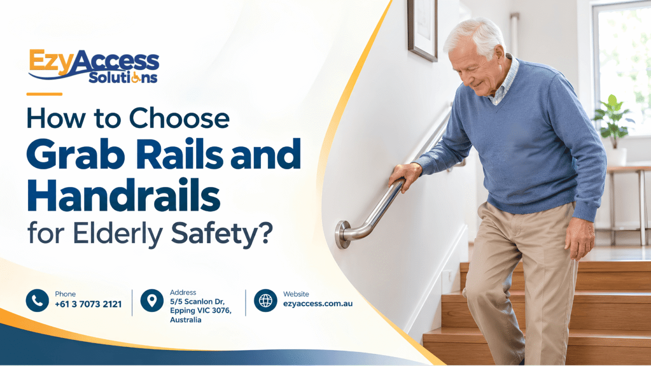 Stainless steel grab rail mounted beside a toilet to support elderly safety and fall prevention at home
