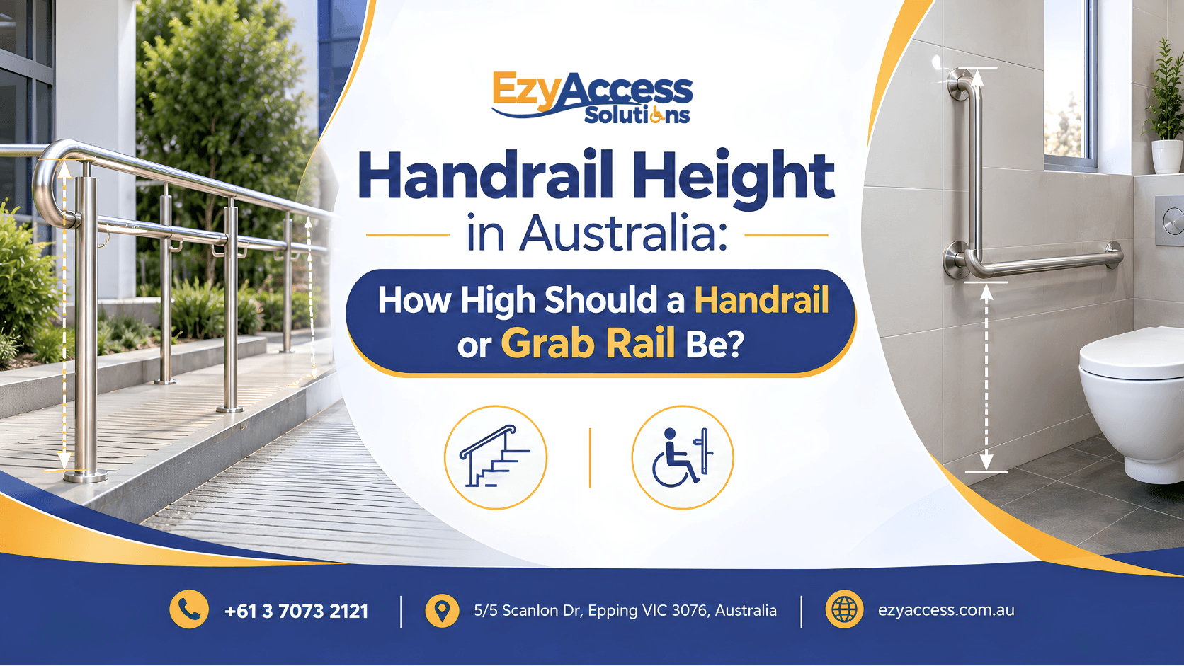 Handrail height being measured on a ramp to meet Australian AS 1428.1 standards